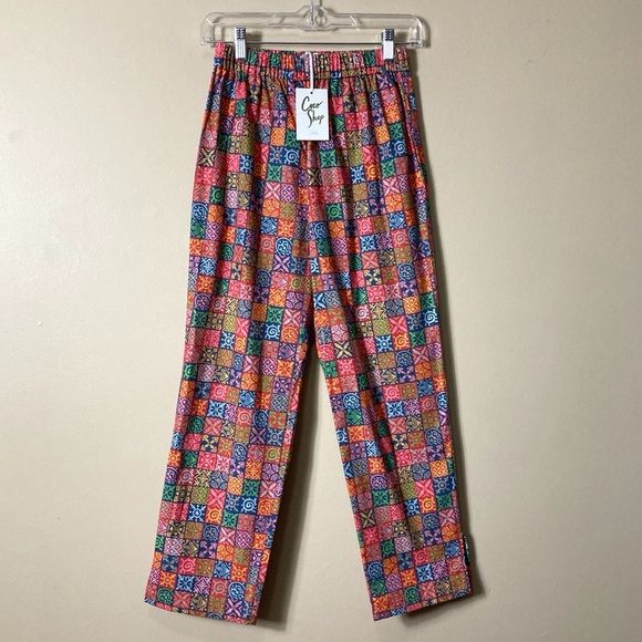 NWT Coco Shop Cotton Pants in Navy Checkerboard - Picture 4 of 11